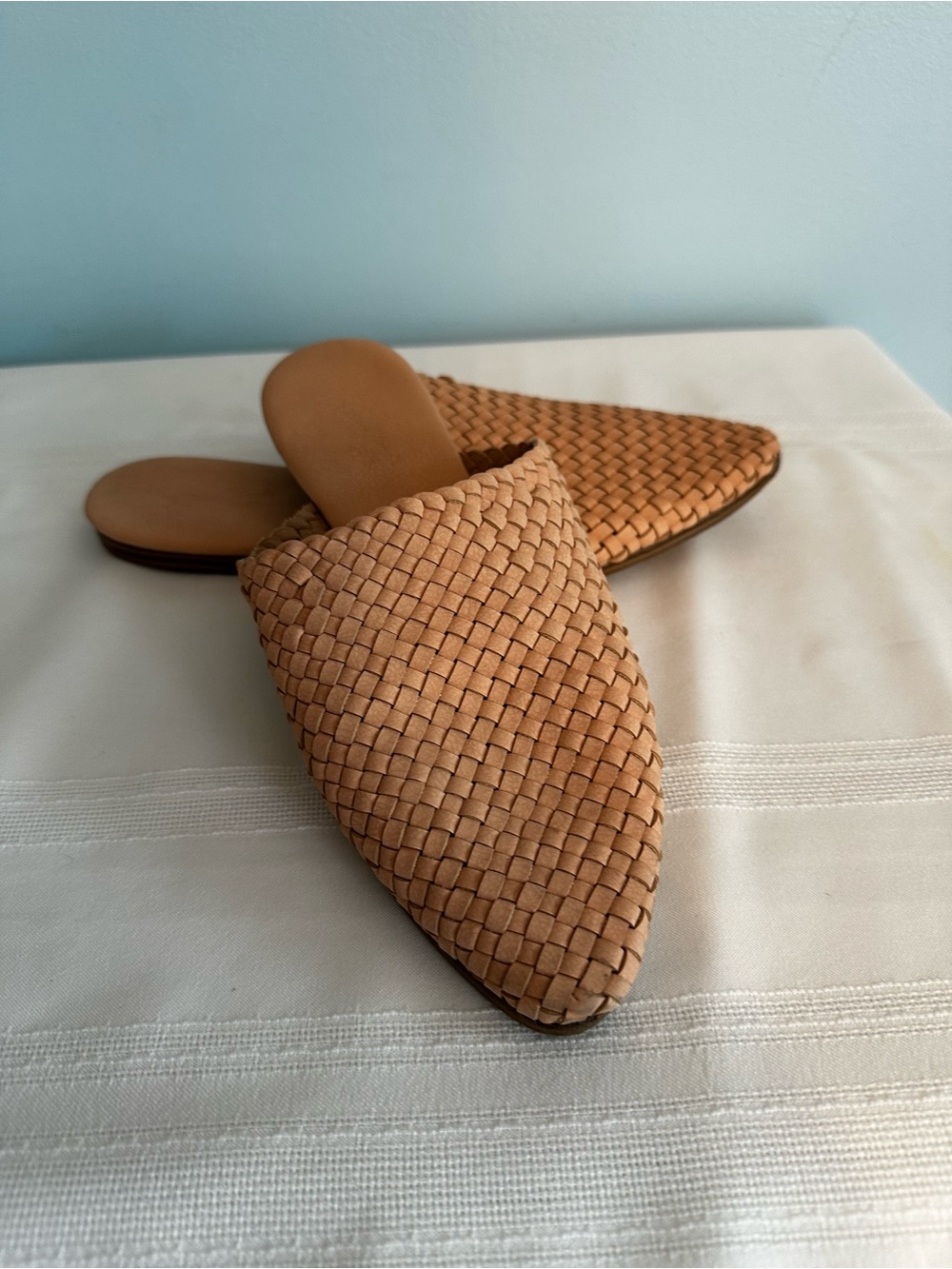 Universal Thread Woven Tan Slip-On Mules